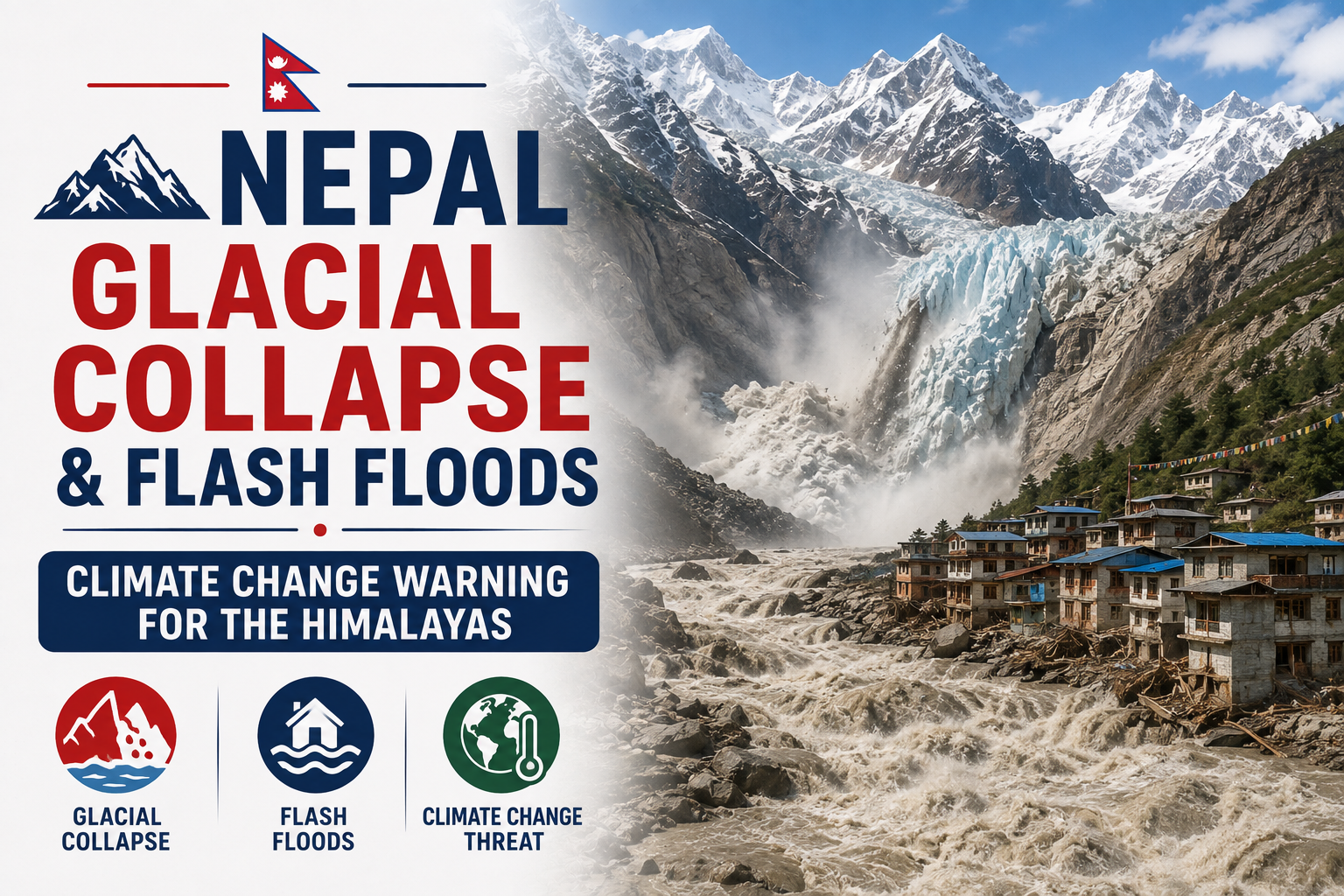 Nepal Glacial Collapse & Flash Floods: Climate Change Warning for the Himalayas